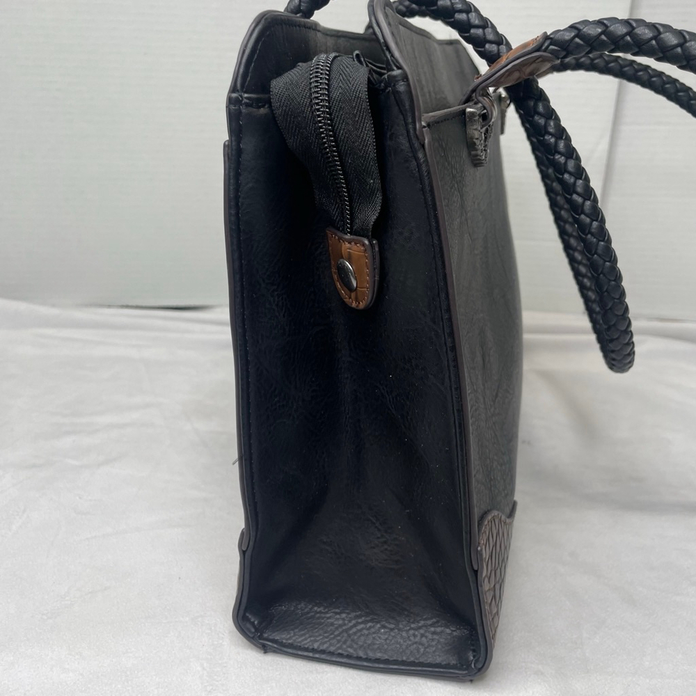 Women's Unbranded Unique Black Shoulder Bag with Brown Accents - Picture 3 of 13